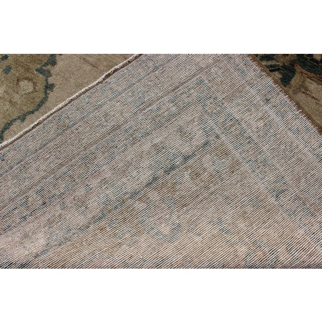 Taupe Vintage Oushak Rug With Floral Design in Blue/Green, Taupe, Ivory & Yellow Green 5'2" X9'11" For Sale - Image 8 of 8