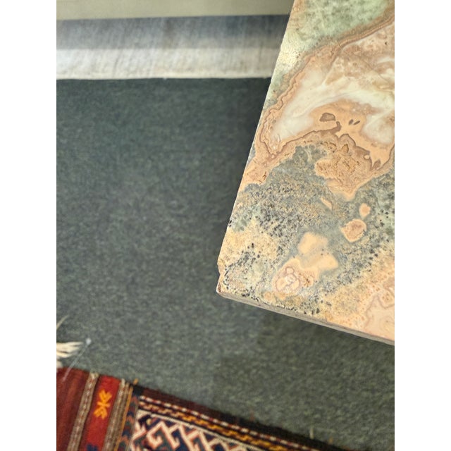 Green Onyx + Steel Side Table For Sale - Image 9 of 12