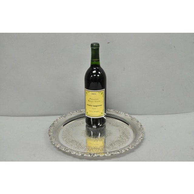Vintage Eg Webster & Son Silver Plated Grapevine Round Bar Serving Platter Tray For Sale - Image 10 of 11