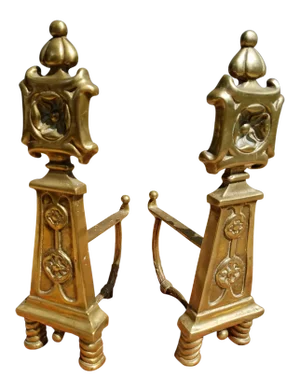 1920s Vintage French Chinoiserie Style Andirons - a Pair
