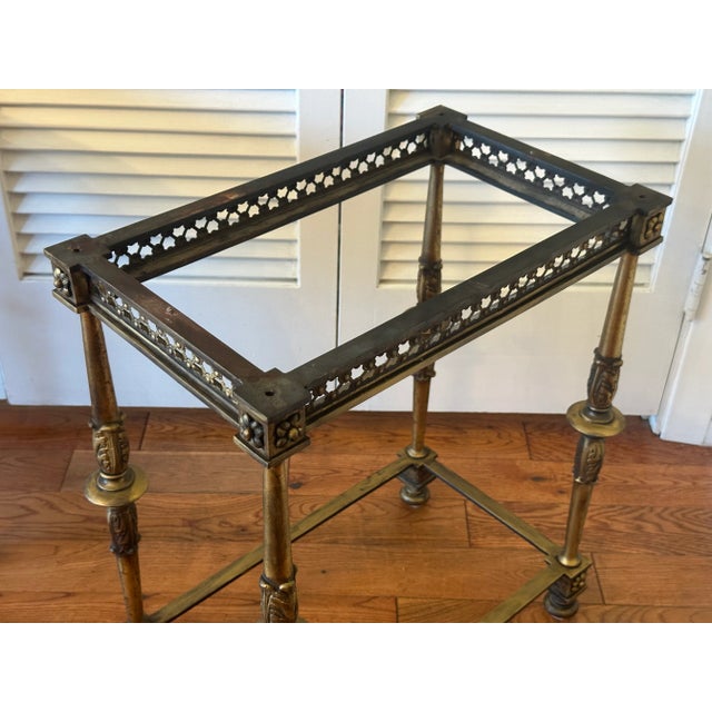 Vintage Italian Portoro Marble Top SideTables With Ornate Gilded Metal Bases - Pair For Sale - Image 11 of 15