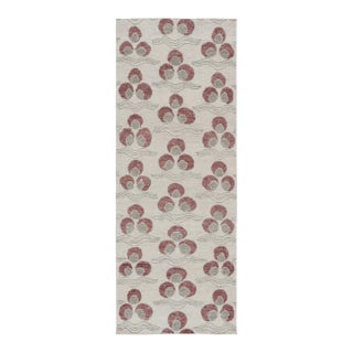 Rug & Kilim's Distressed Runner Rug, Gray and Red Chintamani Patterns For Sale