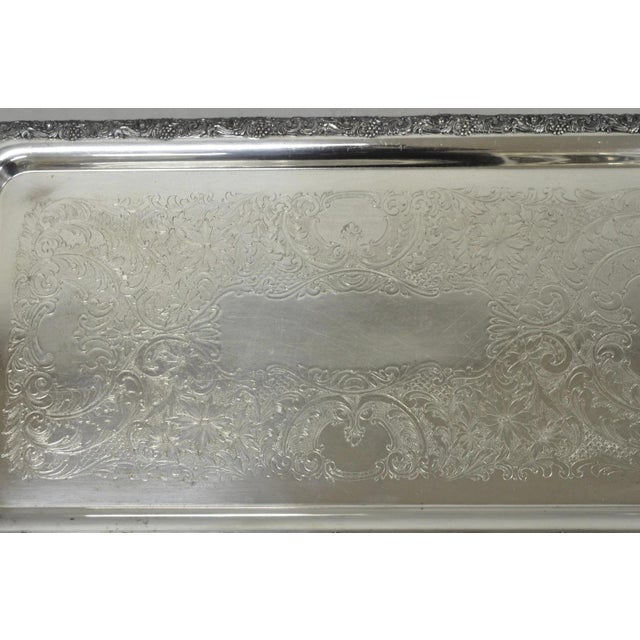 Silver Vintage English Victorian Silver Plated Copper Narrow Serving Platter Bar Tray For Sale - Image 8 of 18