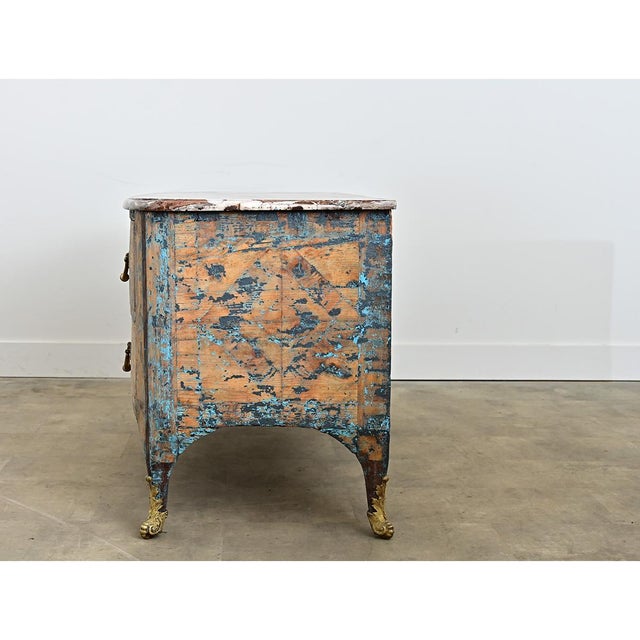 French 18th Century Commode with Original Paint and Marble Top For Sale - Image 4 of 13