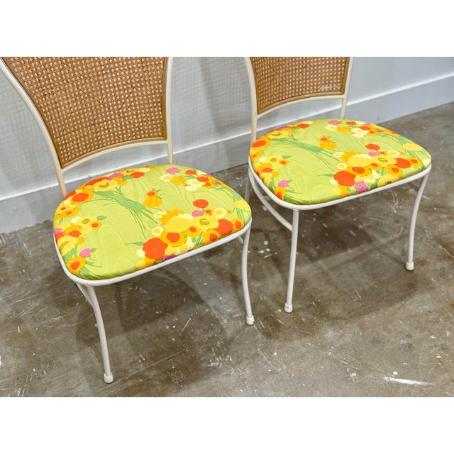 Milo Baughman for Thayer Coggin 1960s Milo Baughman for Thayer Coggin - Pair Cane + Metal Peacock Chairs - Organic Modern For Sale - Image 4 of 10