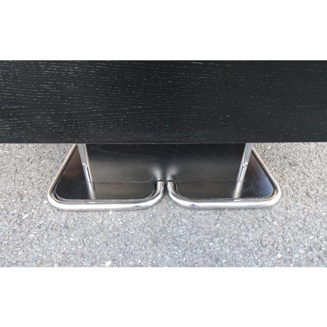 Vintage Italian Chrome and Black Ebonised Wooden Coffee Table with Hidden Bar, 1970s For Sale - Image 10 of 18