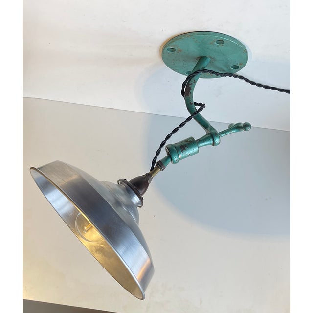 Bauhaus Scandinavian Industrial Green Wall Lamp, 1950s For Sale - Image 3 of 13