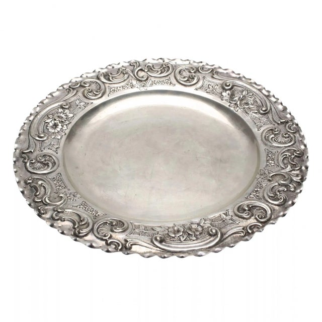 Baroque Vintage Pure Silver Serving Platter For Sale - Image 3 of 3