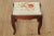 High Quality American Made Vintage Mahogany Foot Stool with Needlepoint Upholstered Seat