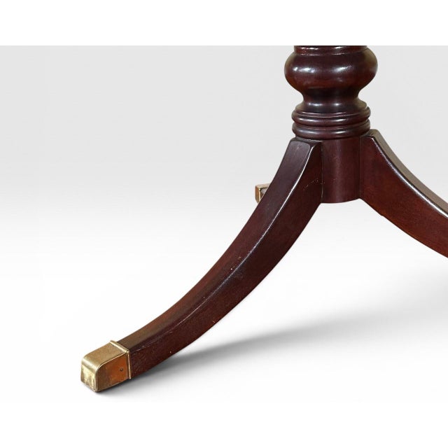 Vintage Drexel Chippendale Mahogany Pedestal Dining Table With Burlwood Veneer Top For Sale - Image 11 of 18
