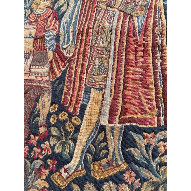 Vintage Aubusson Style Jaquar Tapestry with Medieval Museum Design, 1970s For Sale - Image 10 of 18