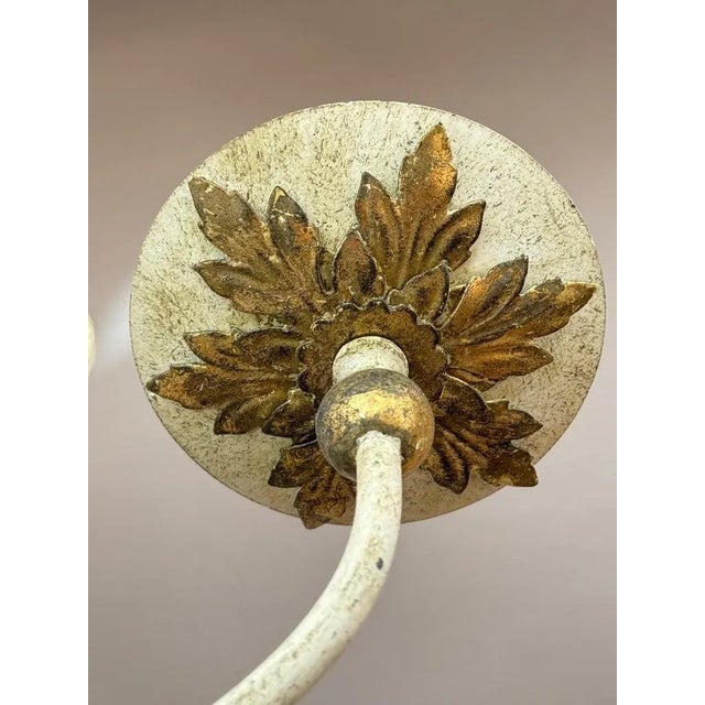 1950s Shabby Chic White and Gold Washed Chandelier For Sale In New York - Image 6 of 12