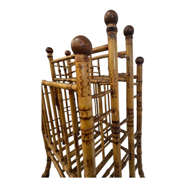 Traditional Victorian Aesthetic Movement Faux Bamboo Magazine Stand For Sale - Image 3 of 5