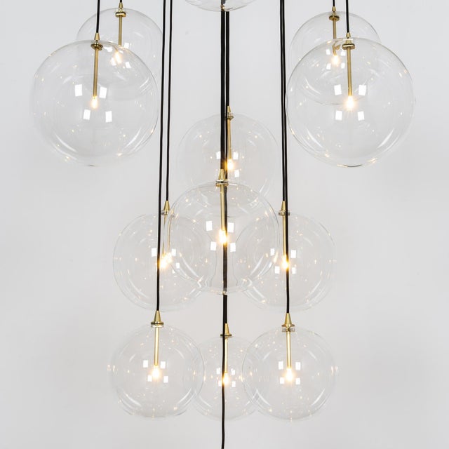 Cluster 13 Mix Brass Hanging Lamp by Schwung For Sale - Image 16 of 18
