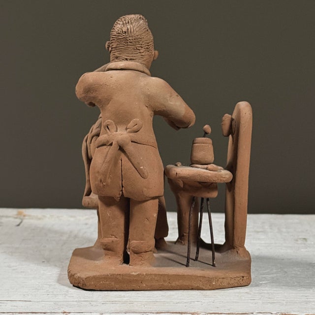 Mid-Century Modern Vintage Brazilian Folk Art Sculpture of Dentist and Patient by Joāo Vitalino, Signed For Sale - Image 3 of 9