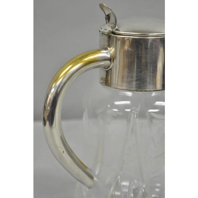 Silver Antique Victorian German Silver Plated Cut Crystal Glass Lemonade Water Pitcher For Sale - Image 8 of 12