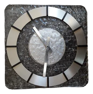 Vintage Space Age German Wall Clock in Ice Glass Look by Kienzle Design, 1970s