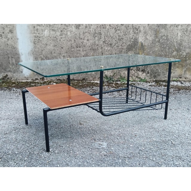 Vintage French Coffee Table with Magazine Rack, 1960 For Sale - Image 10 of 10