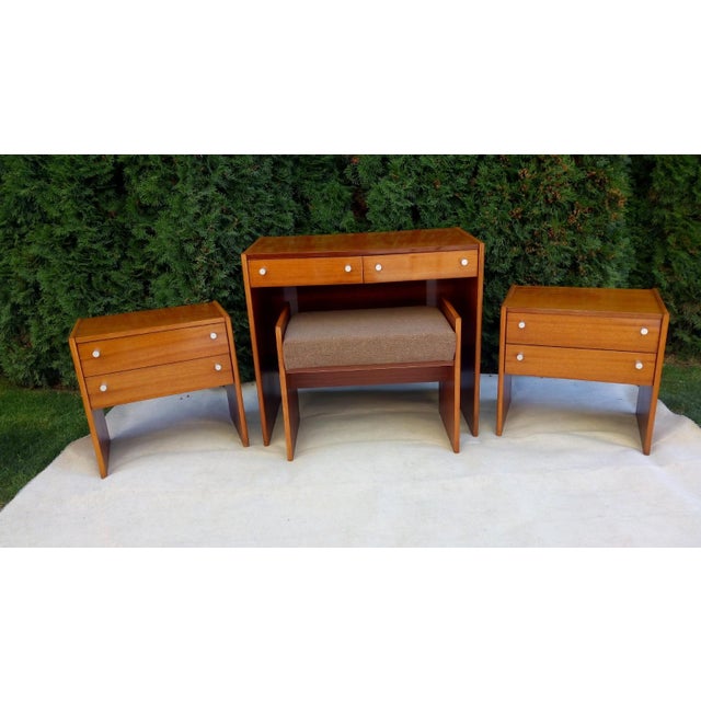Bedside Tables, Stool and Dressing Table by Jindřich Halabala, 1970s, Set of 4 For Sale - Image 17 of 17