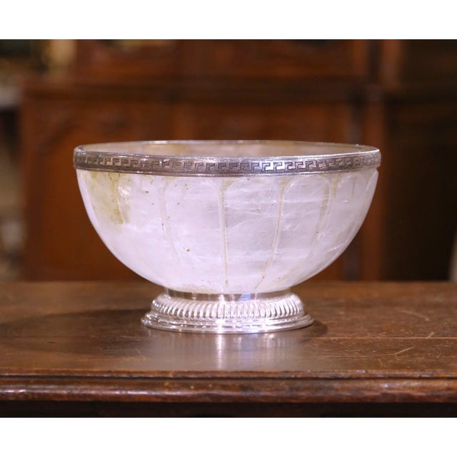 This elegant antique bowl is a striking blend of classical form and luxurious materials. Likely crafted in France or Italy...