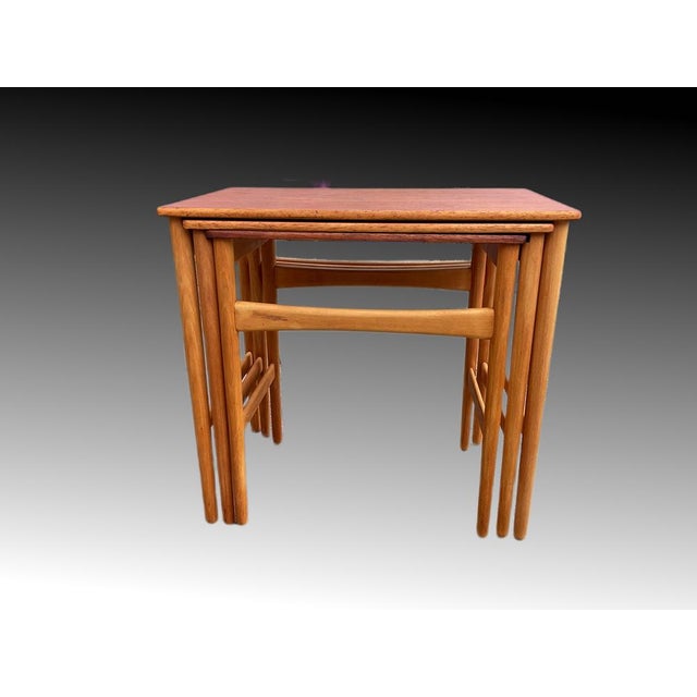 Brown Nesting Tables by Hans J. Wegner for Andreas Tuck, Denmark, 1950s, Set of 3 For Sale - Image 8 of 18