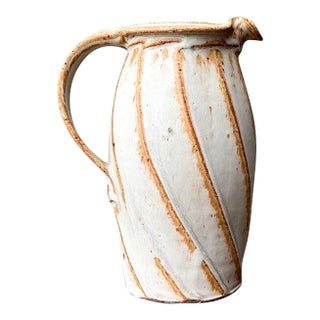 Vintage Original Studio Pottery Swirl Vase For Sale