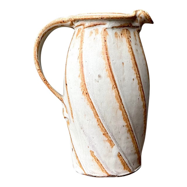 Vintage Original Studio Pottery Swirl Vase For Sale