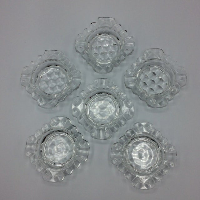 Mid-Century Modern Set of 6 American Clear Fostoria Ashtrays - Cubist Style For Sale In Sacramento - Image 6 of 6