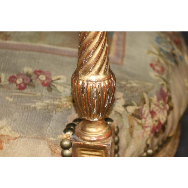 Single 19th Century French Louis XVI Style Giltwood Aubusson Armchair For Sale - Image 9 of 14