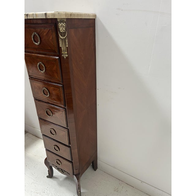 Wood Transition Style Wooden Veneer Chest of Drawers from Befos For Sale - Image 7 of 10