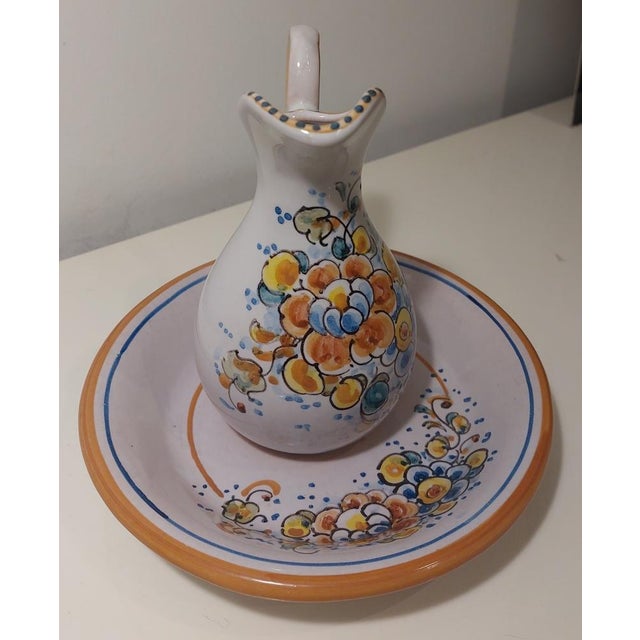 Hand-Painted Ceramic Plate and Jug Set from Lufeco, 1960s, Set of 2 For Sale - Image 11 of 16