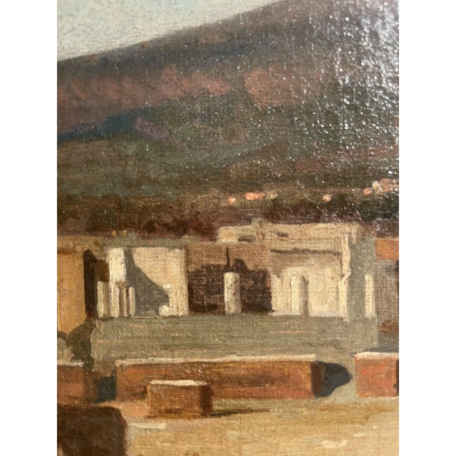 "View of Pompeii" Oil on canvas. Signed Alessandro La Volpe (1820-1867) Period frame.