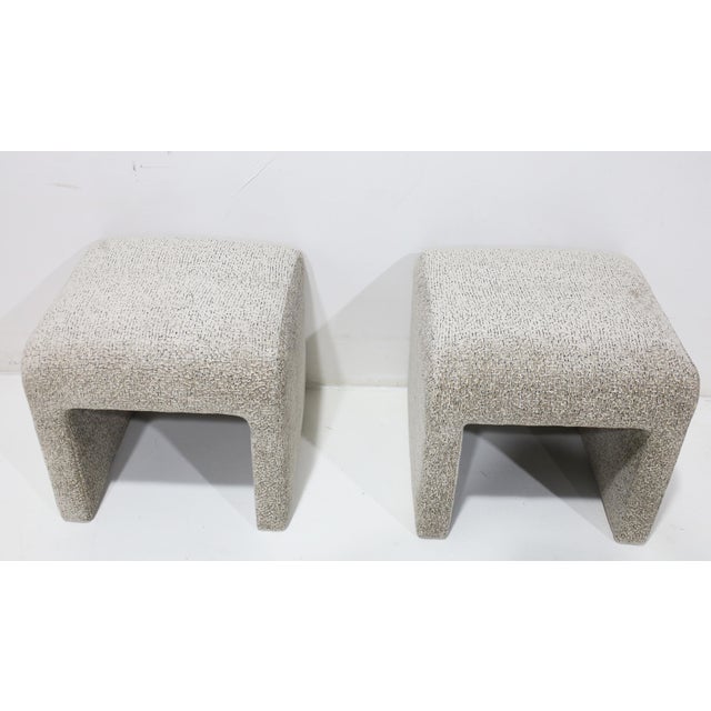 Pair of Directional Ottomans in a Zinc Velvet For Sale In Dallas - Image 6 of 10