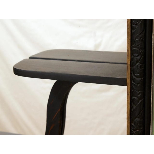 Vintage Black Mirror With Sculptural Display Shelves For Sale - Image 4 of 6