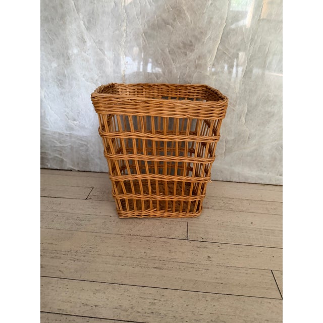 1990s Rattan Wastebasket For Sale - Image 5 of 6