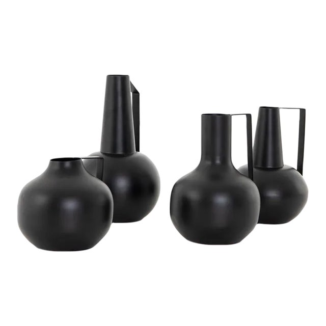 Four Hands Aleta Vases, Iron Black - Set of 4 For Sale