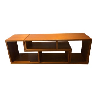 Mid Century Modern Danish Teak L-Shaped Two Piece Puzzle Bookcase For Sale