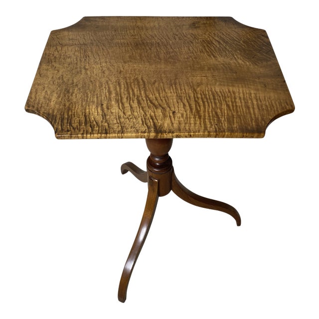 18th Century Tiger Maple Candle Stand For Sale