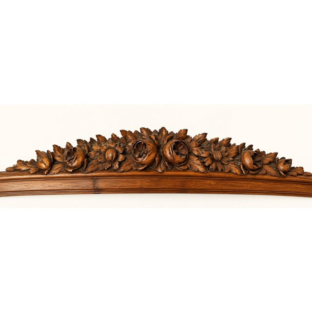 19th Century Louis XV Double Bed in Carved Walnut with Roses and Cabriole Legs, 1890s For Sale - Image 5 of 9