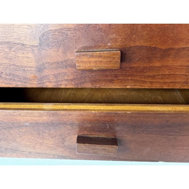 Brown 1960s Danish Teak Wood Two-Drawer Storage Box For Sale - Image 8 of 11