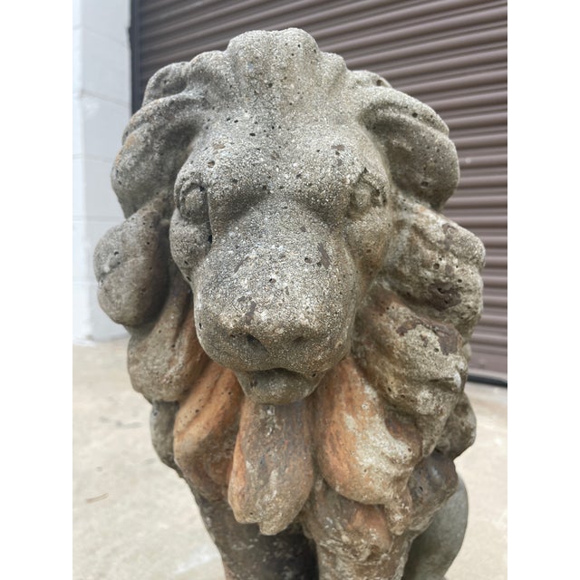 Pair of 19th-Century Lion Sculptures - The Plantation Guardians: For Sale - Image 9 of 9