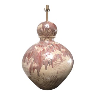 Vintage Sculptural Post Modern Drip Glaze Ceramic Lamp For Sale