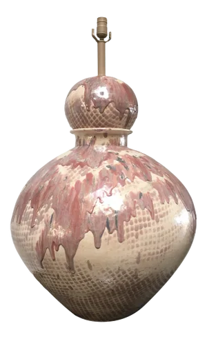 Vintage Sculptural Post Modern Drip Glaze Ceramic Lamp