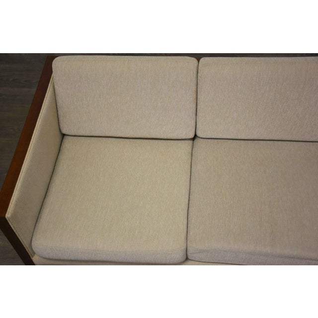 Brown 1960s Milo Baughman Style Walnut Beige Case Sofa For Sale - Image 8 of 10