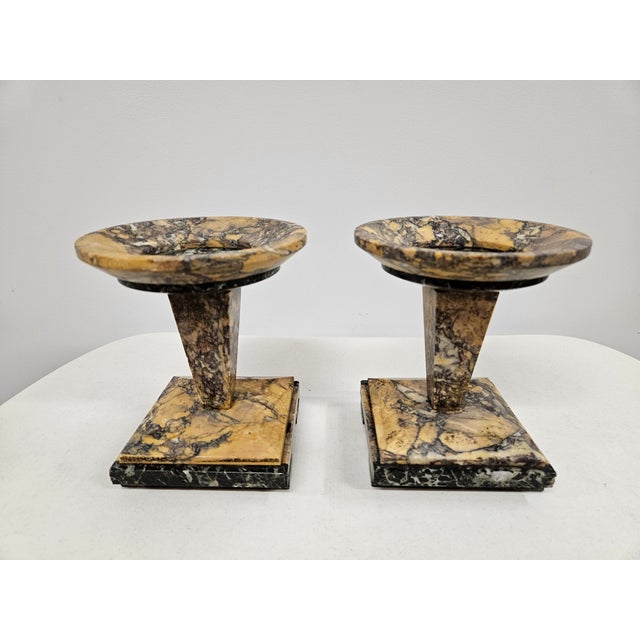 French Art Deco Marble Garniture Mantle Pedestals For Sale - Image 11 of 16