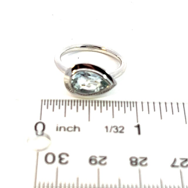 Natural Solitaire Aquamarine Ring 6.5 14k W Gold 1.60 TCW Certified For Sale - Image 11 of 12