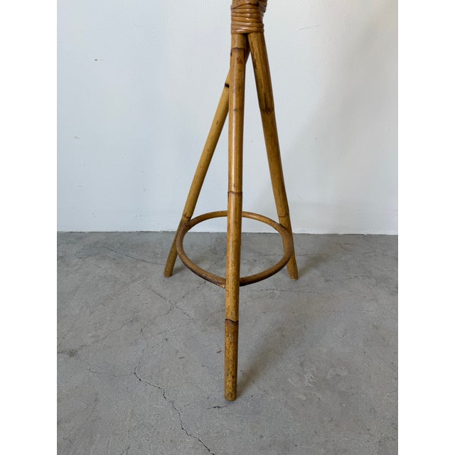 Vintage Rosenthal Netter Style Coastal Bamboo & Rattan Pedestal Stand For Sale - Image 9 of 10