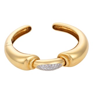 1960s Tiffany & Co. Mid Century Diamond 18k Yellow Gold Cuff Bracelet For Sale