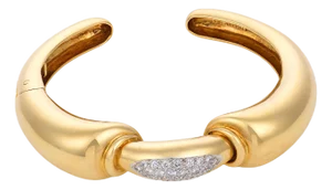 1960s Tiffany & Co. Mid Century Diamond 18k Yellow Gold Cuff Bracelet