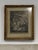 Beautifully framed European landscape engraving depicting a tranquil woodland scene with figures gathered along a winding...